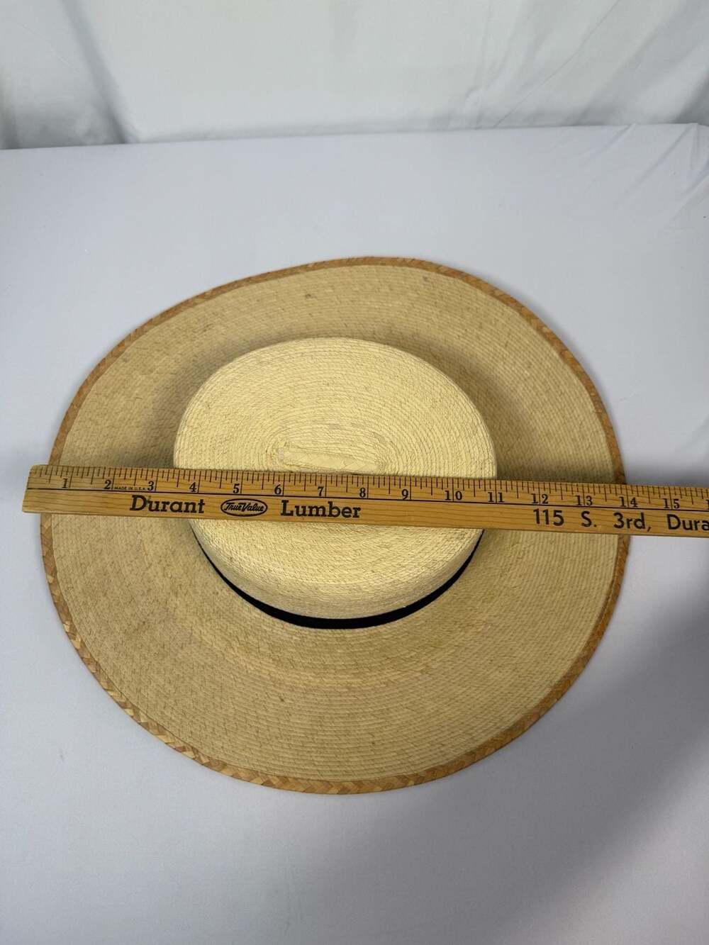 J. Tula Straw Boater Hat with Black Ribbon Band - Picture 4 of 7